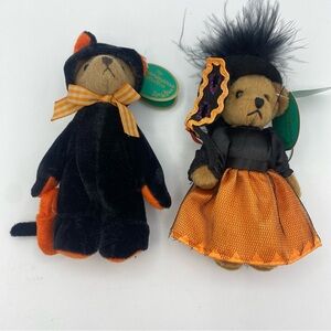 Bearington Bears Mini 5-inch Halloween set of 2 Bears Fraidy Cat &Midnight Magic